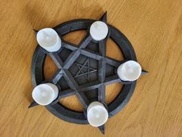 Bougeoir pentagramme noir - ambiance mystique garantie!