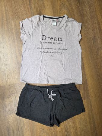 Kurzarm Pyjama rosa/grau H&M Gr. L (Damen)