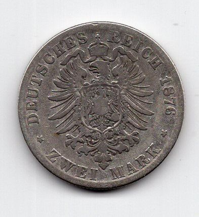 Alle Münzen: (1819) Hessen, 2 Mark, 1876, ss – Gebraucht aus Rüthi (Rheintal) von erdnuessli1