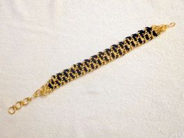 Halskette, 36cm lang, Modeschmuck, gold/schwarz, Kunststoff