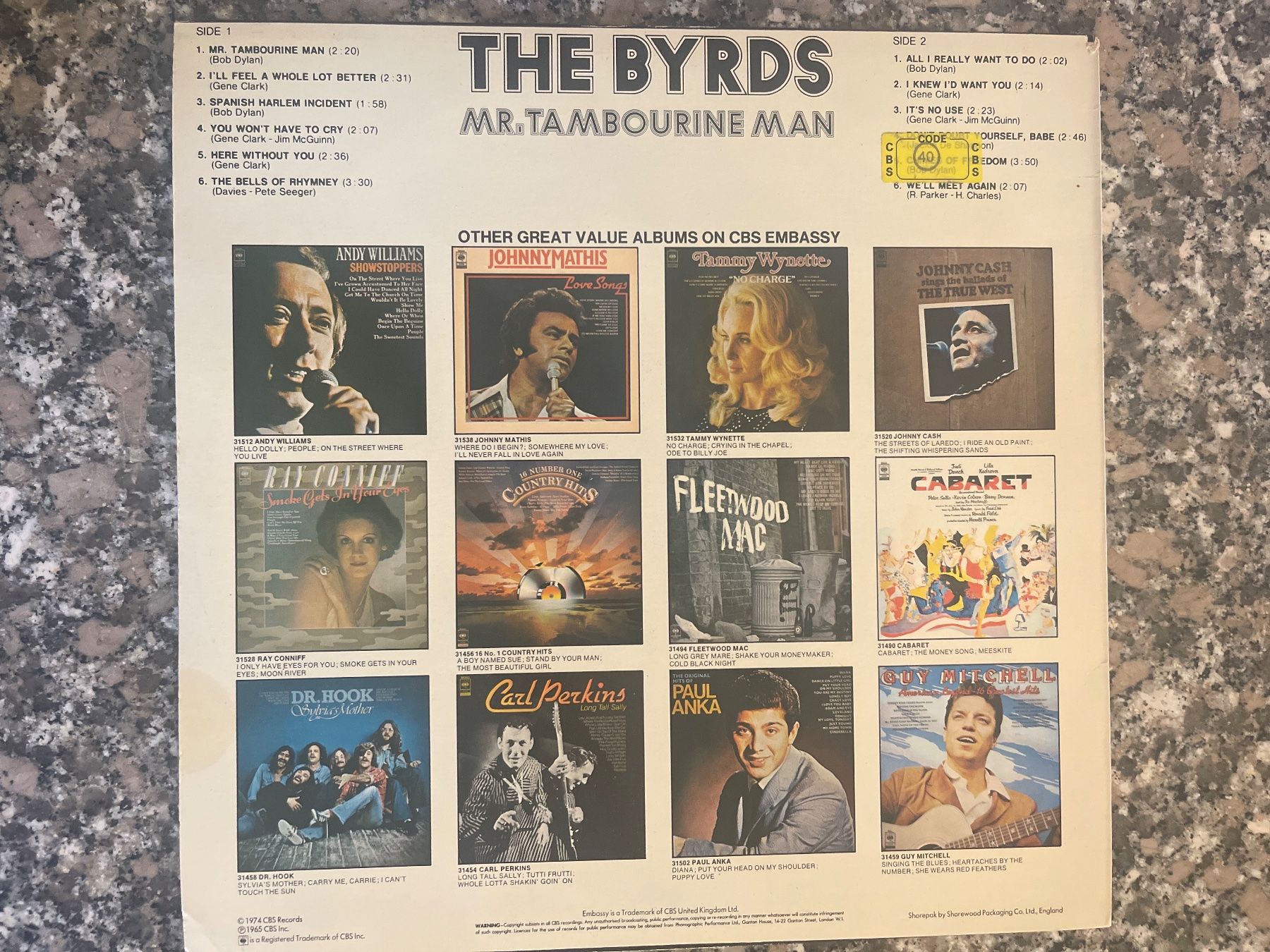 Dischi in vinile: M38/The Byrds - Mr. Tambourine Man – Usato da Frutigen venduto da Philippe_jsp 1