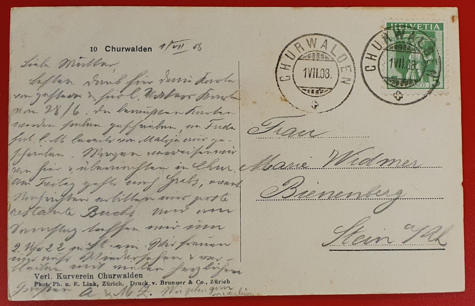 Cartes postales: Churwalden 1908 – D'occasion à Kreuzlingen par Rschweiz1 1