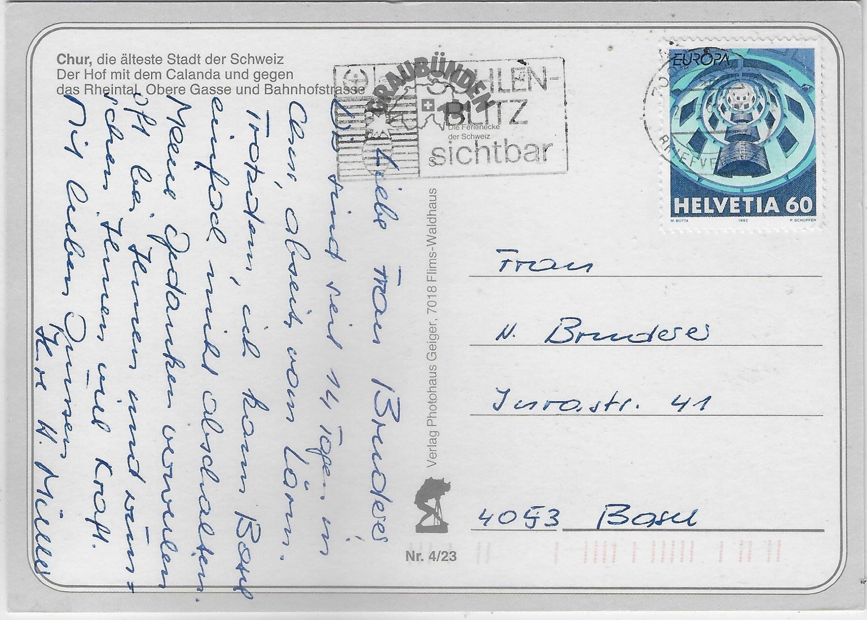 Cartoline postali: Gruss aus Chur – Usato da Ettingen venduto da Kartenplanet 1