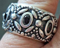 Breiter Ring SILBER 925, 15 Gramm, Steine Onyx, Gr.58