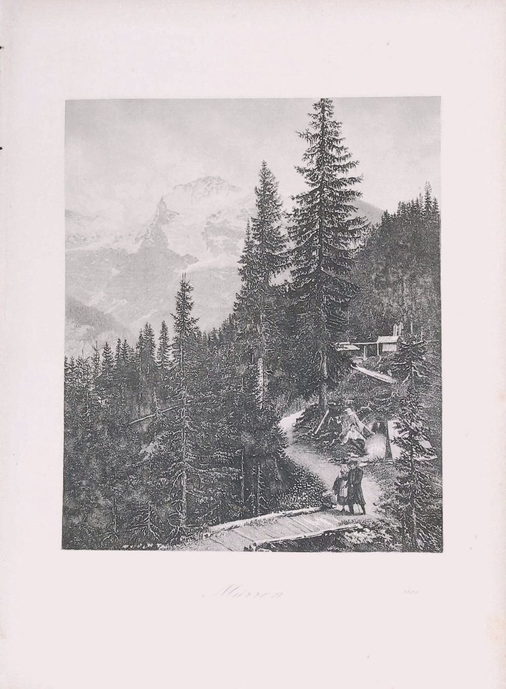 Gravures: Mürren Aquatinta 1870 – D'occasion à Rafz par Helvet32