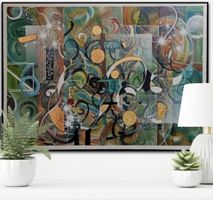 Abstraktes Gemälde Acryl auf Leinwand mit Herbstfarben