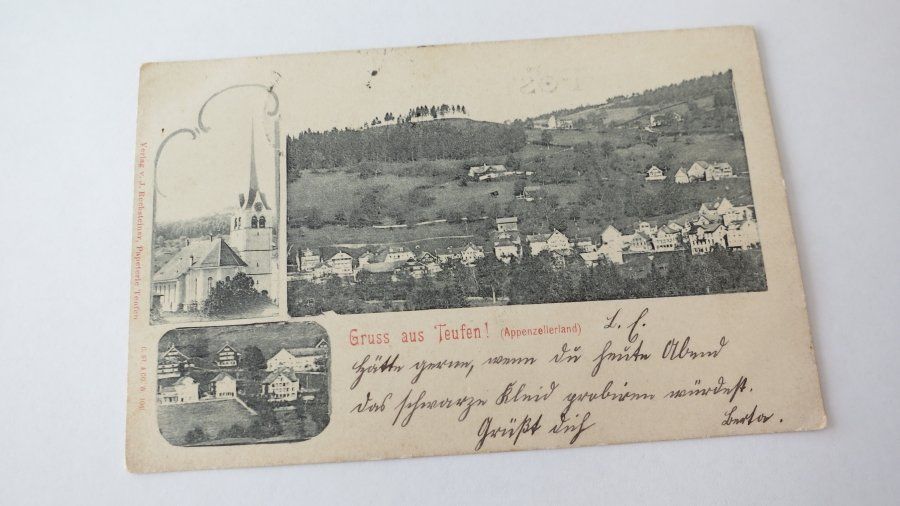 Cartoline postali: Gruss aus Teufen - 1907 – Usato da Jona venduto da centumprata