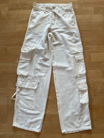 H&M Damen Hose in Gr. 32, ganz helles Beige, NEU