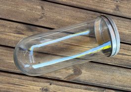 antiker Glasbehälter Glasdose Glassturz mit Aludeckel