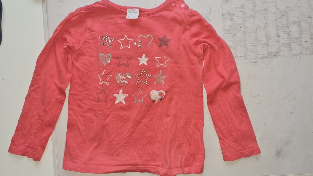 Langarmshirt Gr. 92 Rot Sterne Glitzer Mädchen 1