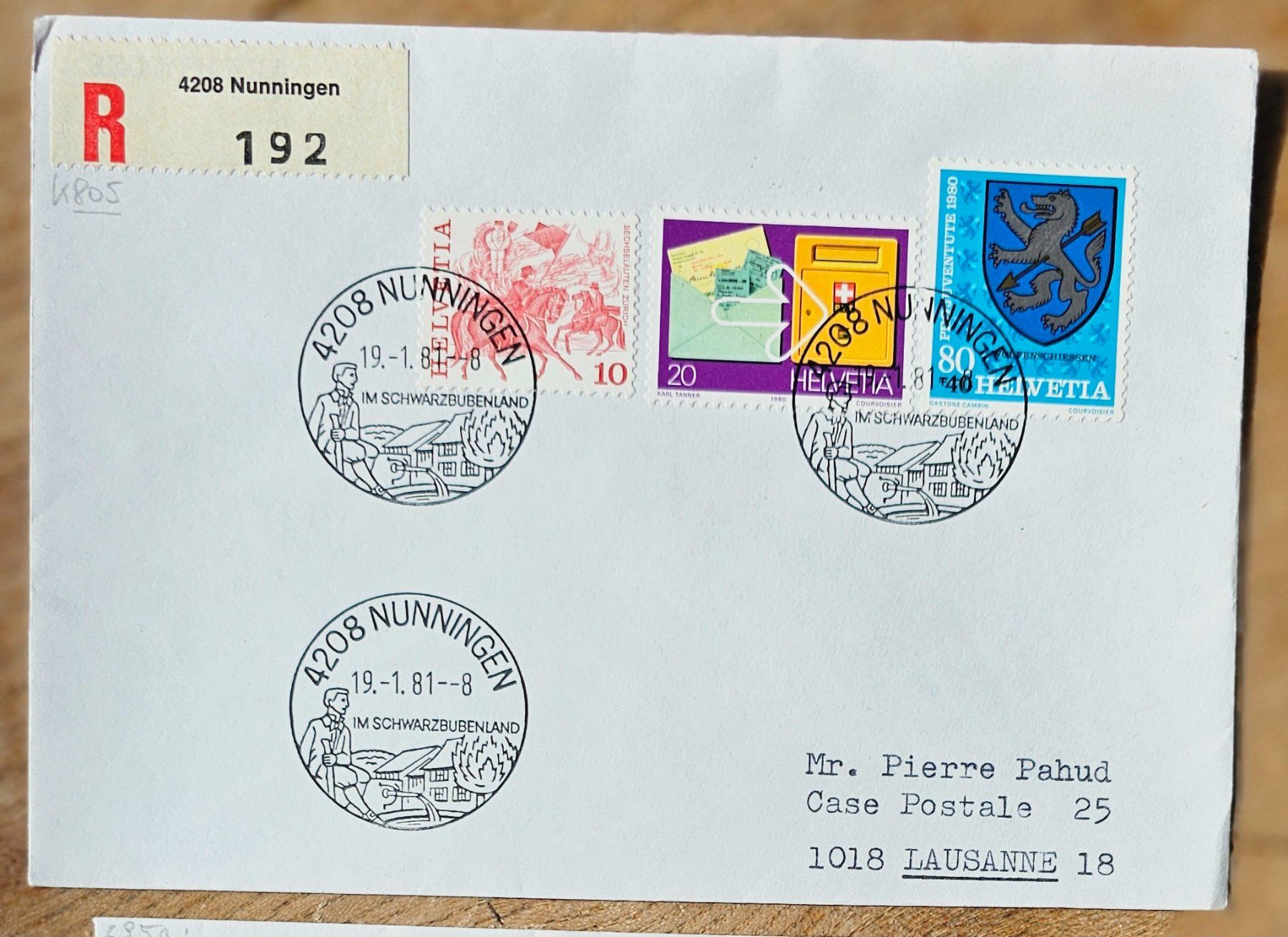 Alle Briefmarken: Sst Brief NUNNINGEN 19.1.81 – Neu (gemäss Beschreibung) aus Les Valettes von Nuba1