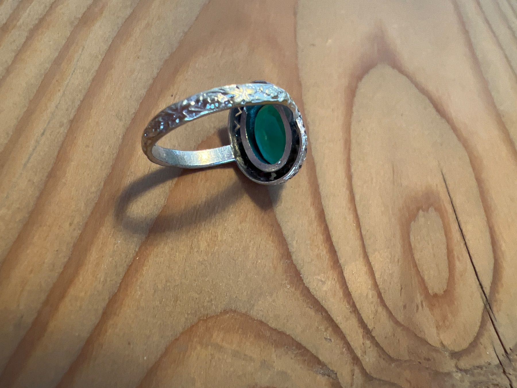 Ringe: Antik Silber Art Deco Ring mit grünem Stein – Gebraucht aus Buchs SG von  3