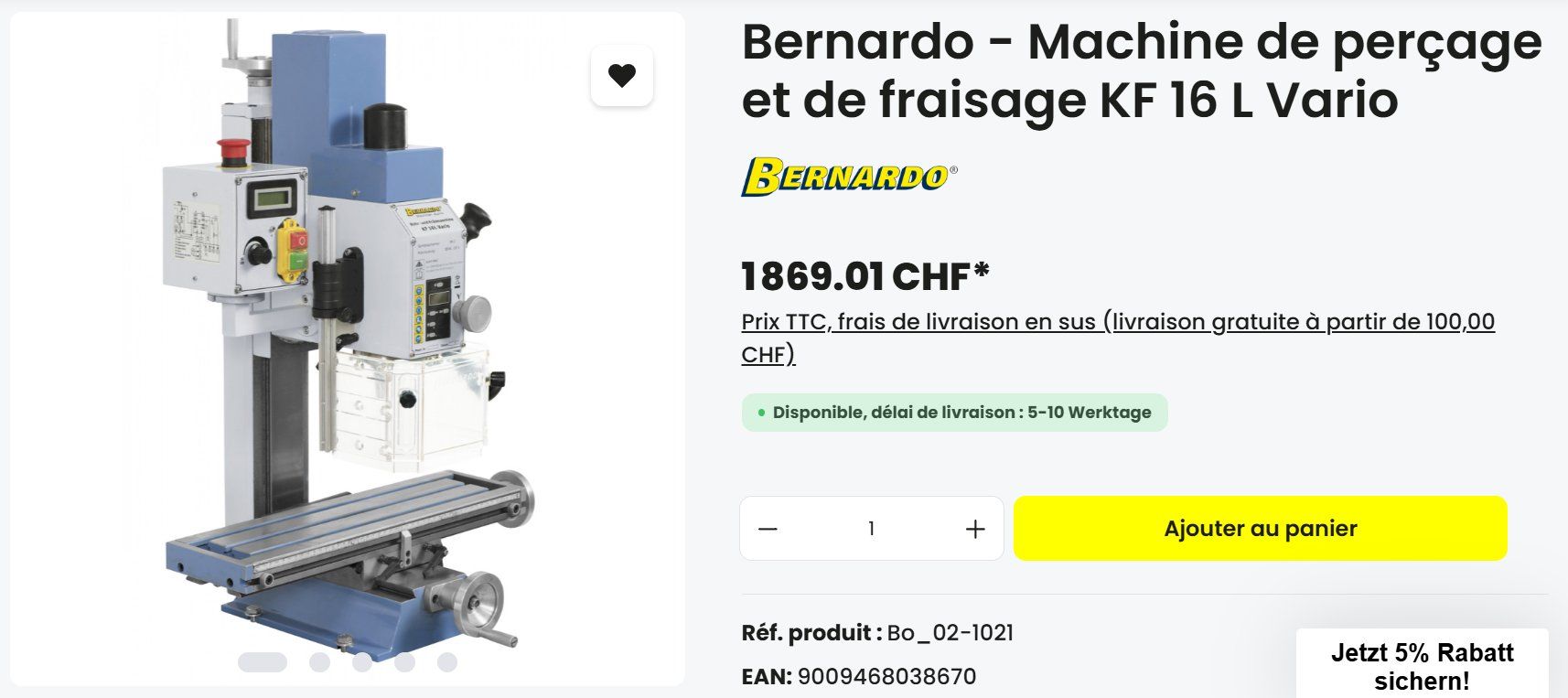 Bernardo Alle Maschinen: Perceuse à colonne fraiseuse – Neu (gemäss Beschreibung) aus Le Noirmont von mivone 4