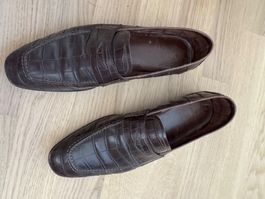 Braune Herren-Loafer aus Krokodilleder, Größe 39, gebraucht