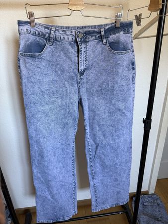 Damen Shein Jeans Hose blau Acid Wash Grösse XXL