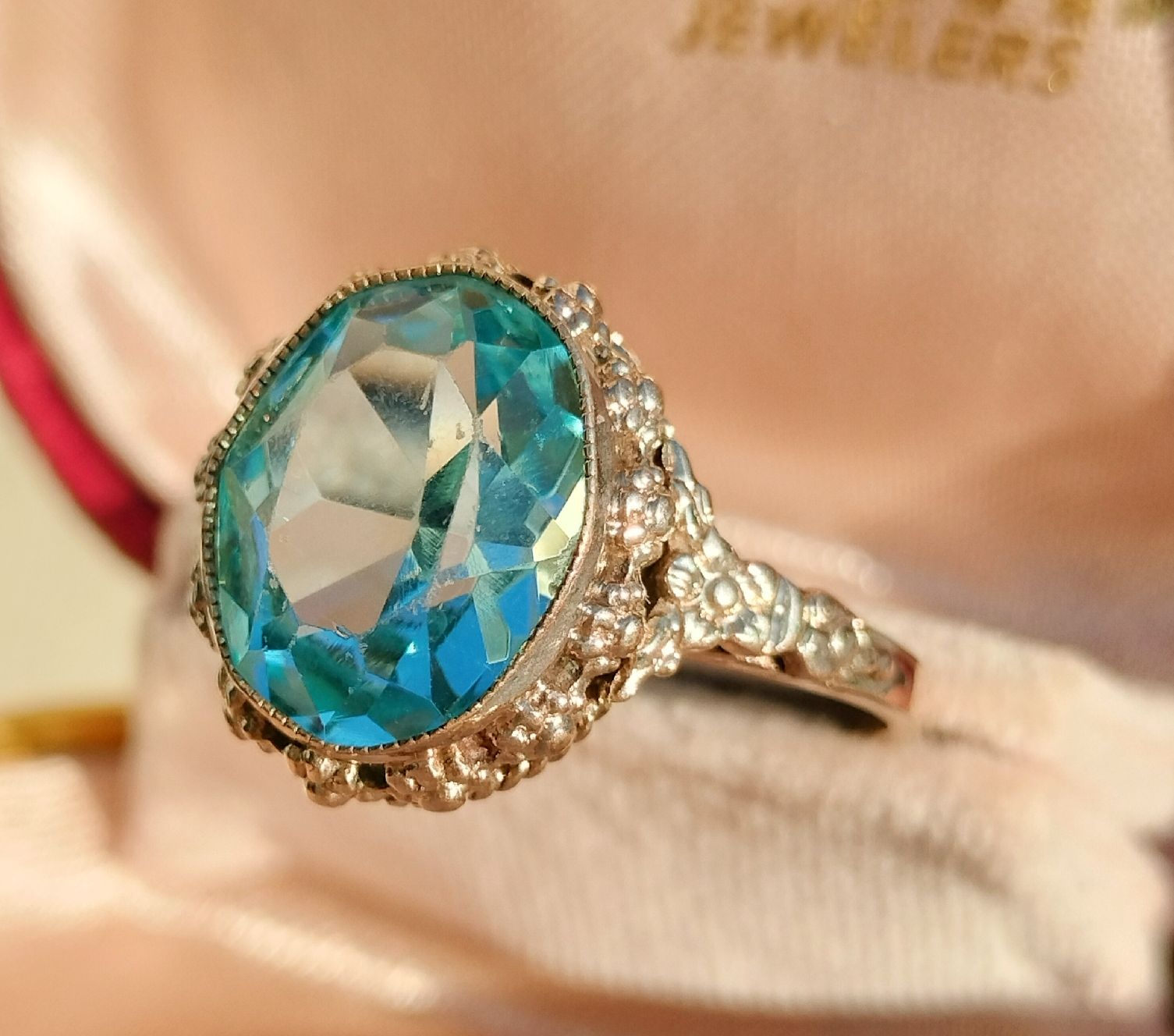 Anelli: Jugendstil Antiker vergoldeter Ring mit hellblauen Paste✨ – Usato da schwyz venduto da larry91sz 3