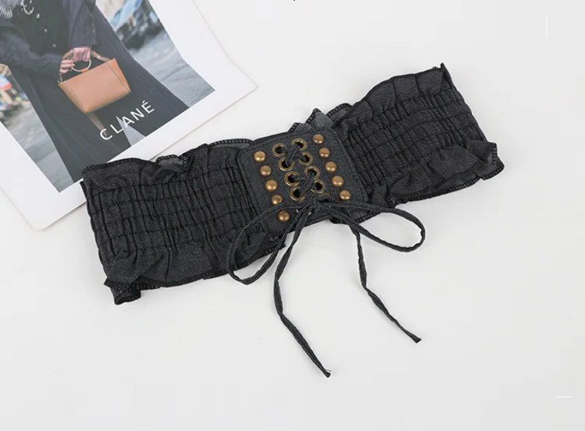 Cinture: Breiter elastischer Gürtel aus Denim Black mit Schnürung – Nuovo e nell'imballaggio originale da Lausanne venduto da FASHION-WORLD-SHOP 2