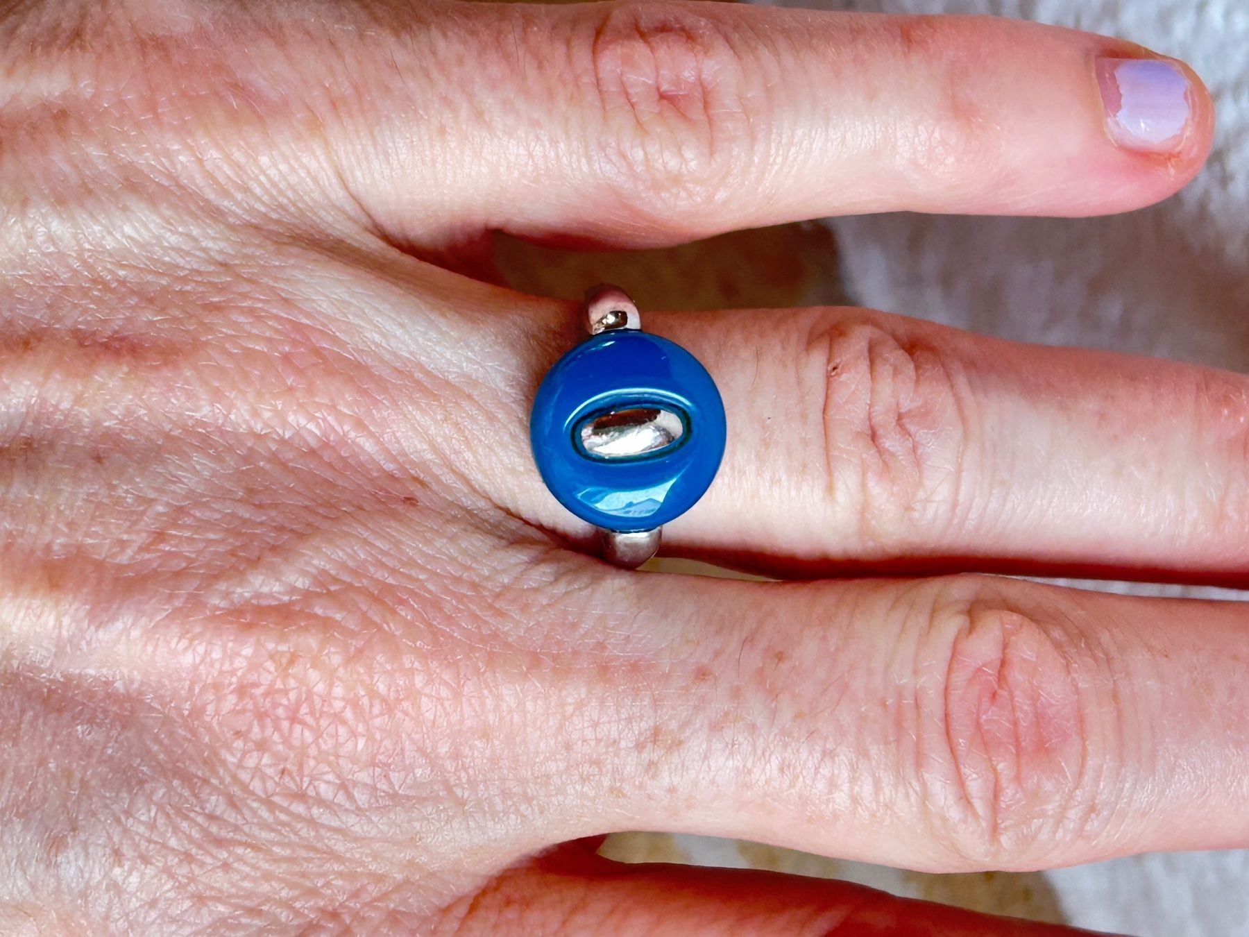 Ringe: Silberring PETROL-BLUE - Vintage Stil, Grösse 57 – Gebraucht aus Dittingen von Bellevista 1
