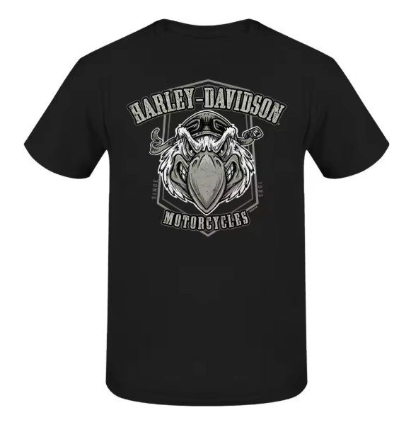 T-shirt XL Harley-Davidson noir, motif aigle motard J055 1