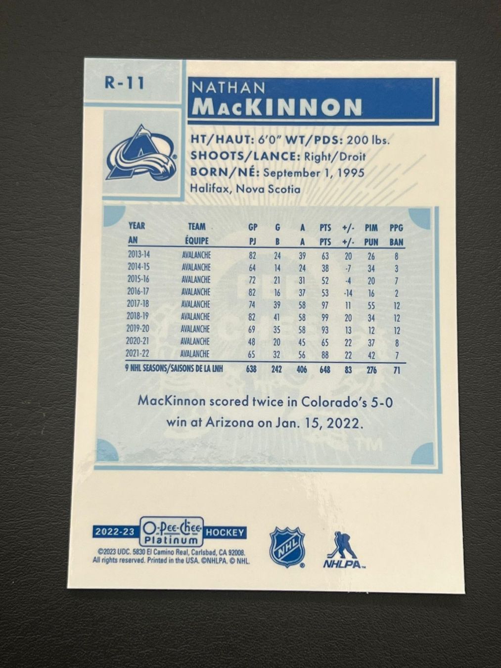 NHL Carte collezionabili: Nathan MacKinnon 2022 OPC Platinum Colorado Avalanche – Nuovo (secondo la descrizione) da Möhlin venduto da SwissHockeyCards 1