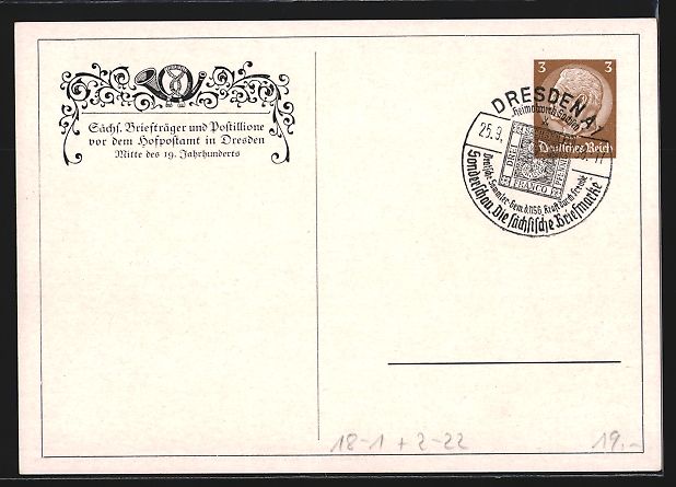 Cancelleria postale: Dresden, Sächs. Briefträger und Postil – Usato da Berlin venduto da bartko-reher 1