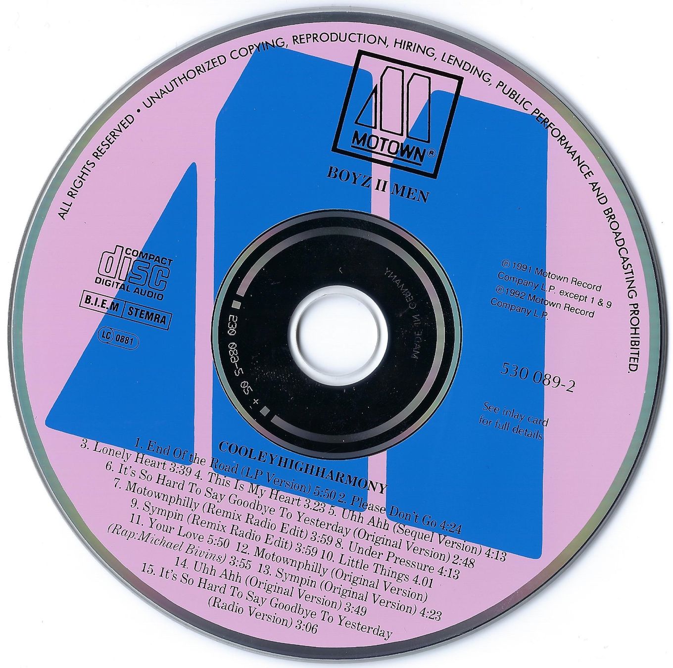 CDs: Boyz II Men - Cooleyhighharmony - CD - 1991 – Gebraucht aus Steinhausen von rasuni 1