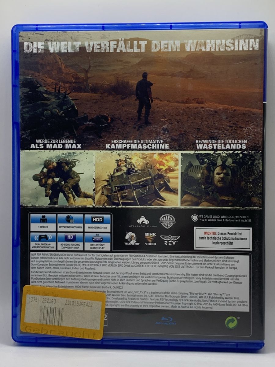 Sony Spiele: Mad Max - PS4 – Gebraucht aus Ostermundigen von RG-Collector 1