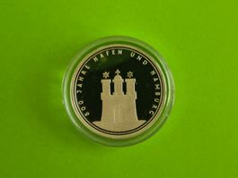 10 DM Münze „800 Jahre Hamburger Hafen“ 1989