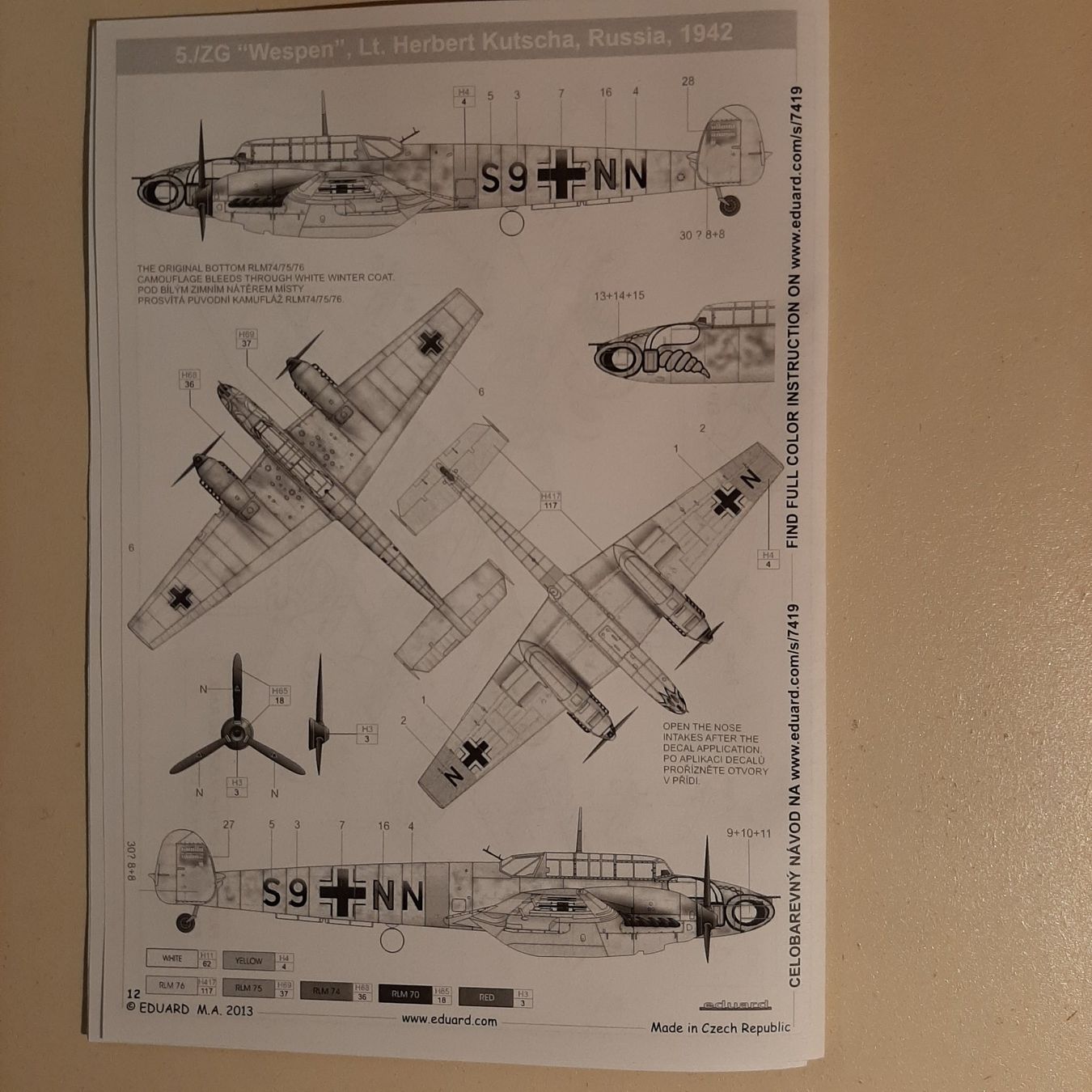 Modellbausätze & Standmodelle: 2009 ... Me Bf 110 E ... Eduard 7419 – Neu (gemäss Beschreibung) aus Bonstetten von Benibanny59 1