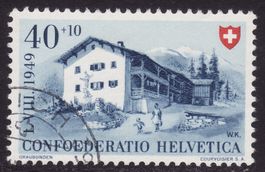 Bundesfeier SBK-Nr. 45 (Haus im Prättigau 1949) gestempelt