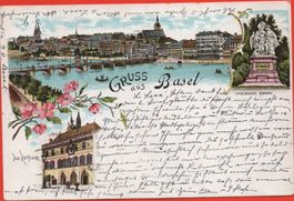 LITHO Guss aus BASEL Das Rathaus - Strassburger Denkmal