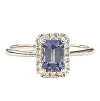 Cocktailring mit Tanzanit, 750 Weissgold 18 Diamanten, 1.290