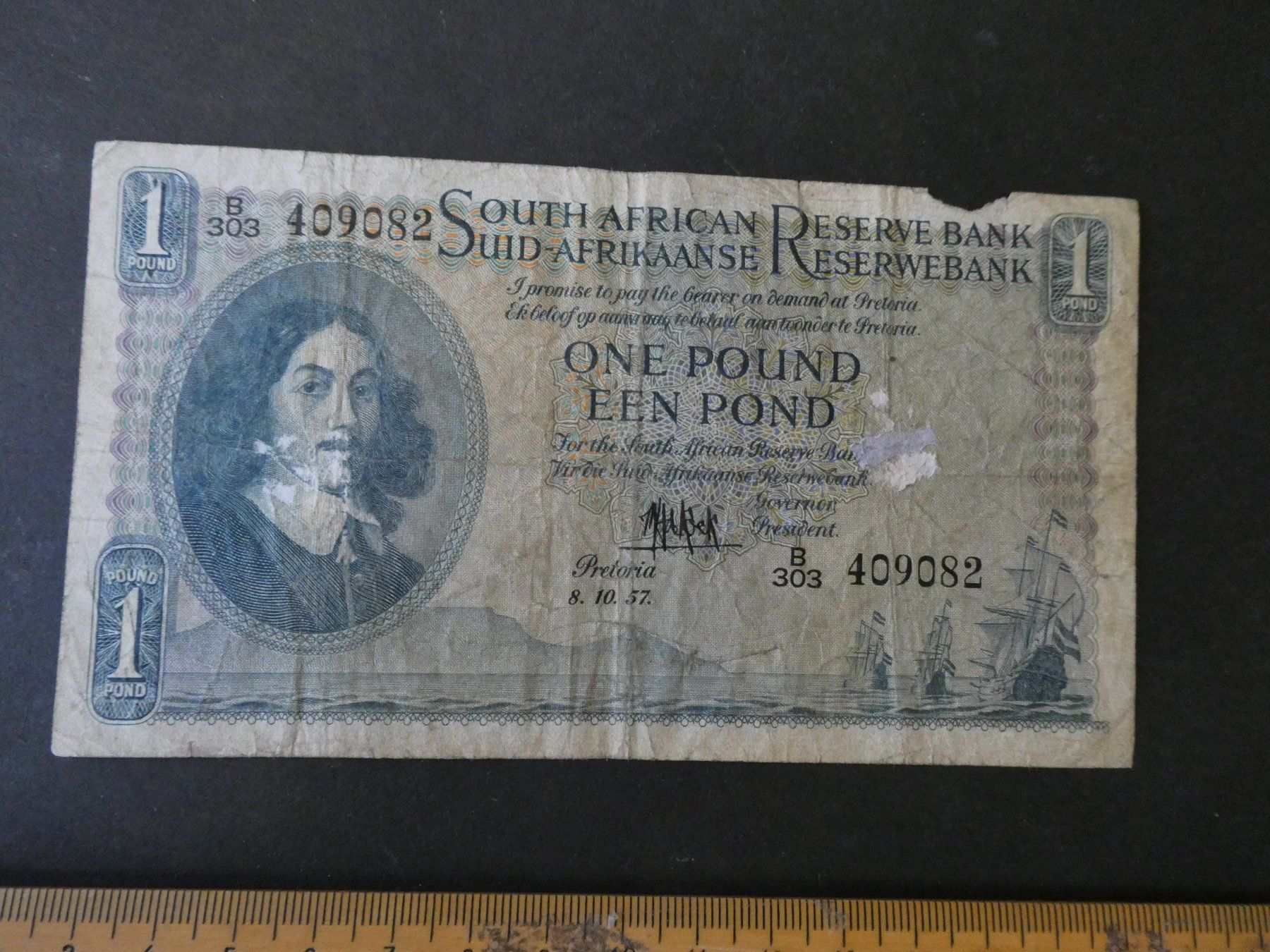 Banconote: Südafrika 1957, 1 Pound – Usato da Hinterforst venduto da Rohusri