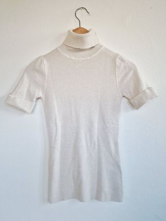 Damen kurzarm Rollkragen Pullover Firstage Gr. XS Ecru