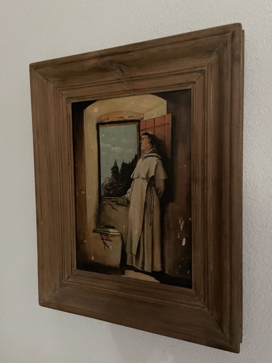 Gemälde: Huile ancienne moine encadrée bois  – Gebraucht aus Lamboing von christopheO 1
