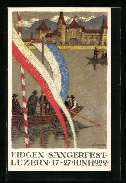 Cartoline postali: Luzern, 23. Eidgen. Sängerfest 1922 – Usato da Berlin venduto da bartko-reher