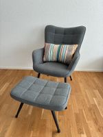 Sessel mit Hocker Grau (Lesesessel) - Top Zustand