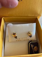 Neue Ohrringe 18K/750 Gold mit 6 Saphiren