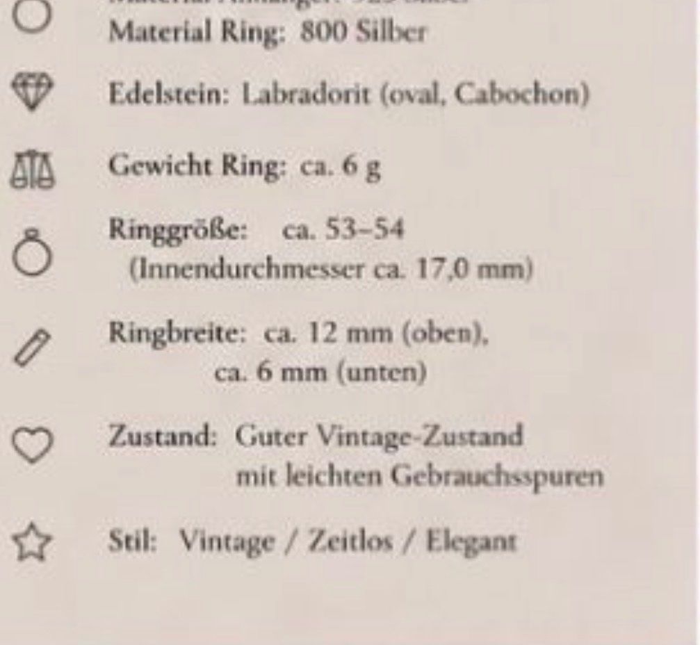 Anelli: Silberring mit Labradorit Edelstein Grösse 53-54 – Usato da Brunnen venduto da 0fi_67dj 3