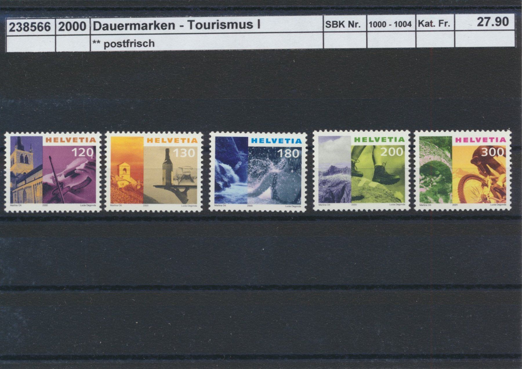 Tous les timbres: 2000 Dauermarken "Tourismus I", ** postfrisch – Neuf (Voir description) à Winterthur par Zupogeru
