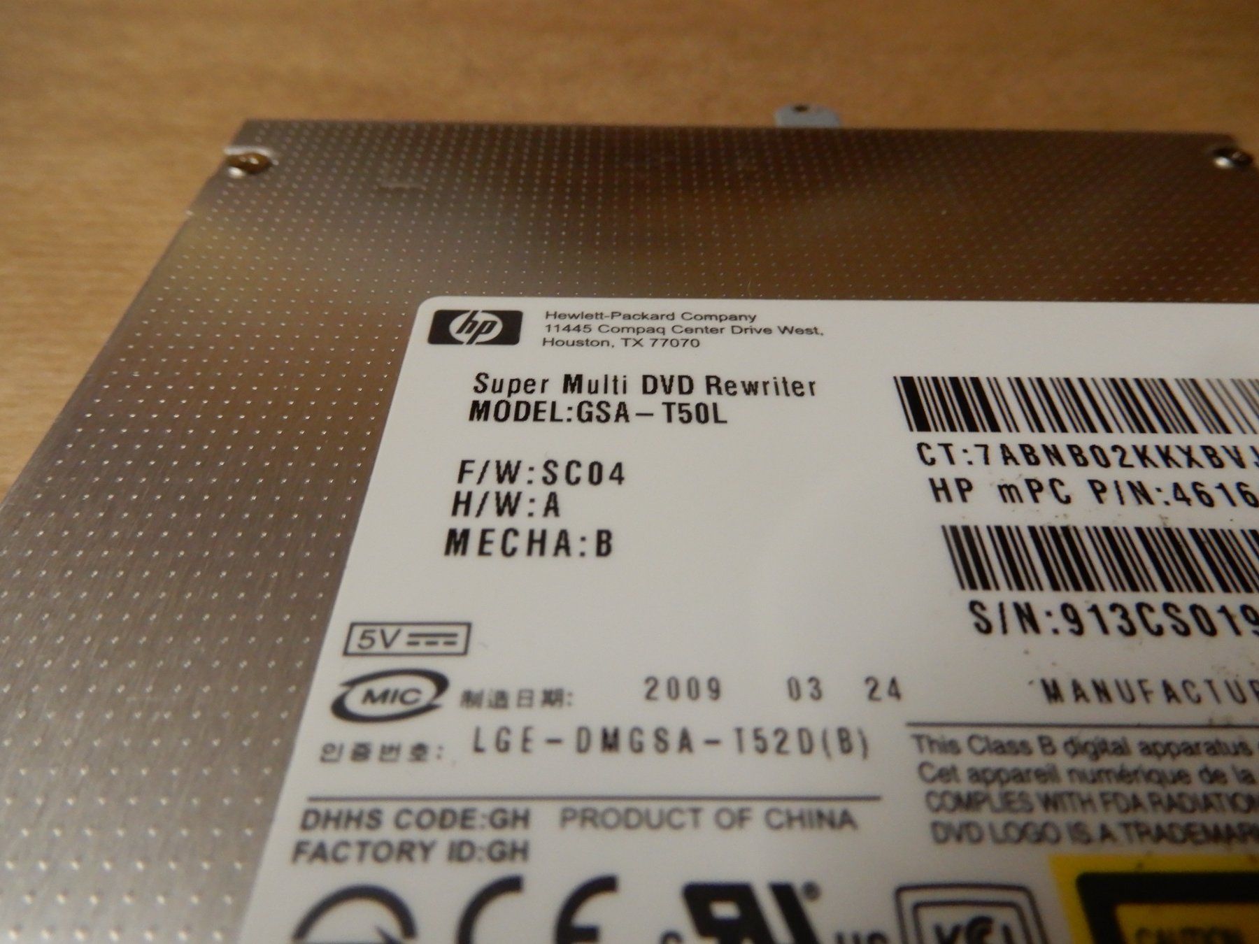 Lettore multimediale & Streamer: HP Super Multi DVD Rewriter GSA-T50L – Usato da Worben venduto da MaKo3252 1