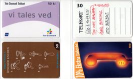 4 seltene Motiv Telefonkarten aus Dänemark