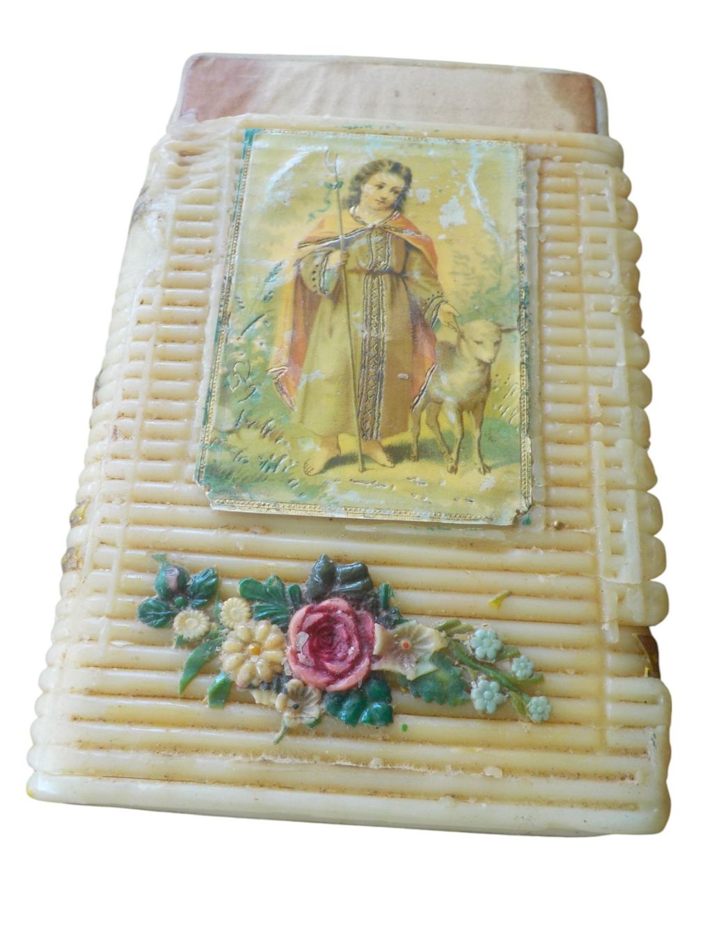 Statuette: Wachsstock Jesusmotiv – Usato da Mörschwil venduto da antiksalon21 2