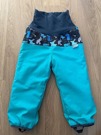 Gefütterte Softshellhosen Türkis Hunde Gr. 86/92