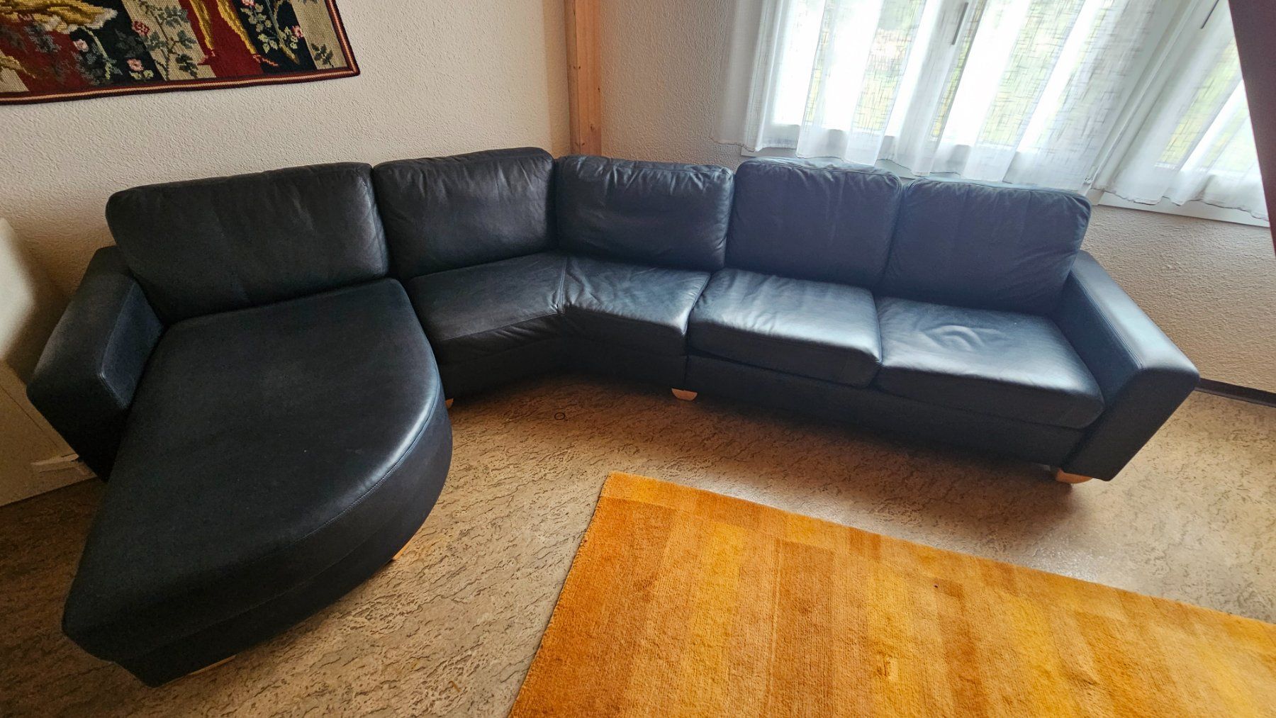 Sofas: Lederecksofa Dunkelblau – Gebraucht aus Diessenhofen von Osio 4