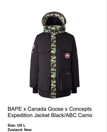 Canada Goose x Bape Expedition Jacke schwarz Grösse L