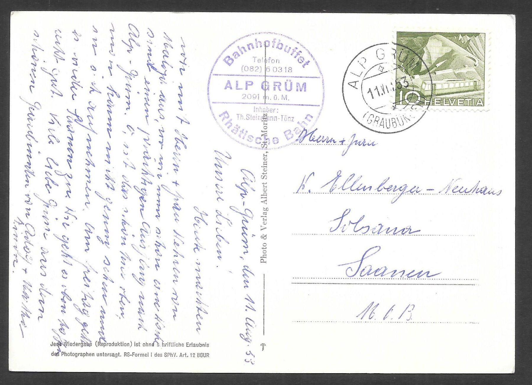 Cartoline postali: Alp - Grüm mit Blick ins Puschlav – Usato da Olten venduto da clotaldi 1
