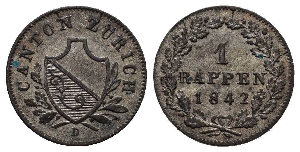 Tutti le monete: Zürich Rappen 1842 /2867 – Usato da Trimbach venduto da Solothurn1