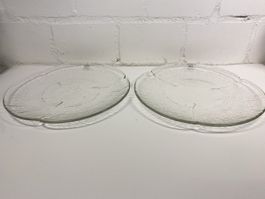 2x Glasi Hergiswil Glas Teller klar durchbrochen Rand