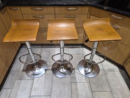 Barhocker/Barstühle 3er Set Holz, höhenverstellbar gebraucht